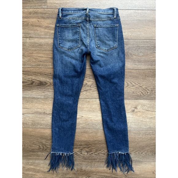 Frame Denim Jeans Womens 26 Le Skinny De Jeanne Feathered Hem Distressed Boho - Picture 3 of 12